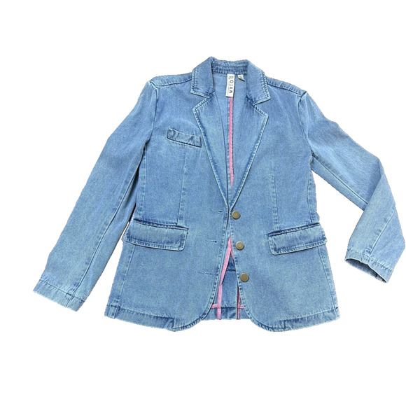Dolan Left Coast Anthropologie Denim Boyfriend‎ Blazer Jacket Blue Size XXS - Picture 3 of 5